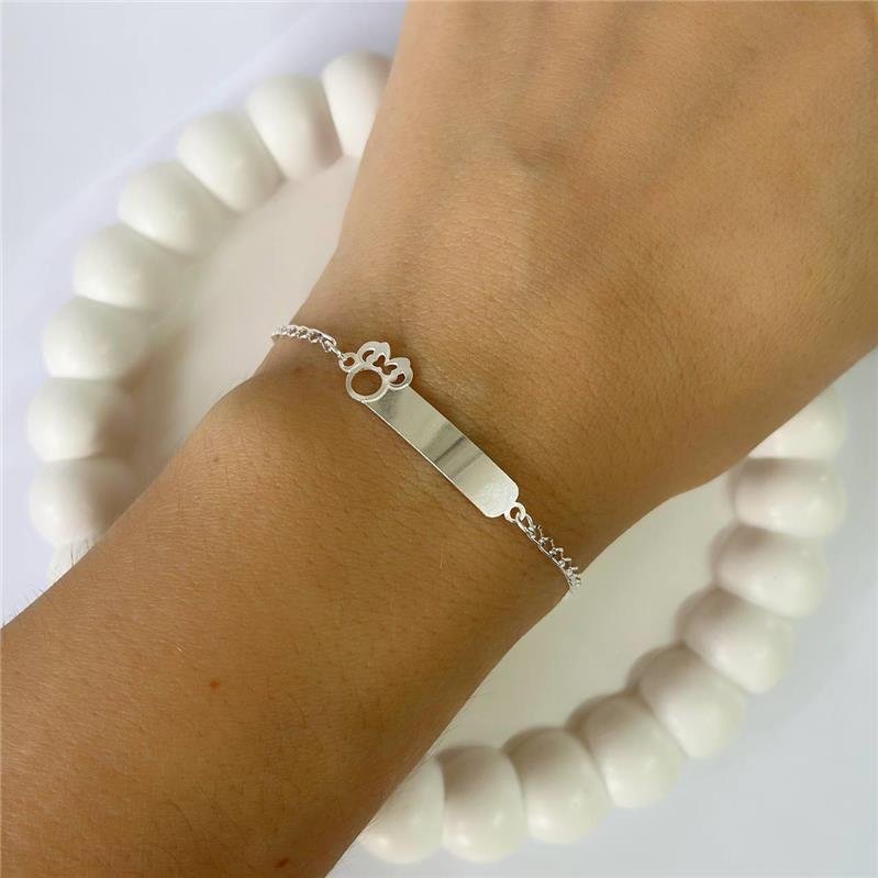 PULSEIRA PRATA 925 PLACA LISA PERSONALIZÁVEL MINNIE