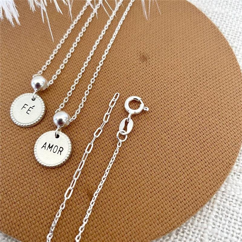 PULSEIRA PRATA 925 PLAQUINHA REDONDA AMOR