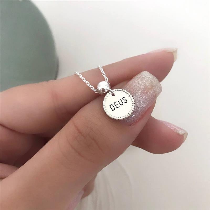 PULSEIRA PRATA 925 PLAQUINHA REDONDA DEUS