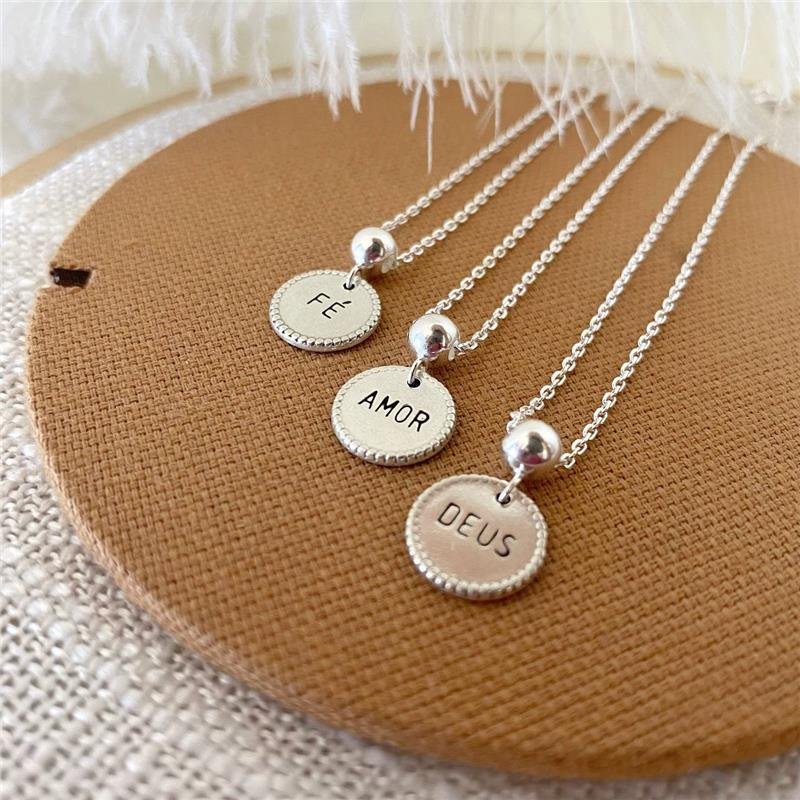 PULSEIRA PRATA 925 PLAQUINHA REDONDA DEUS