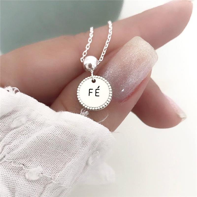 PULSEIRA PRATA 925 PLAQUINHA REDONDA FÉ