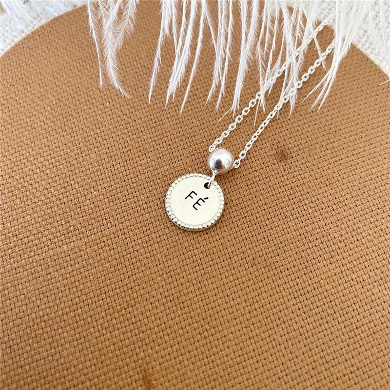 PULSEIRA PRATA 925 PLAQUINHA REDONDA FÉ