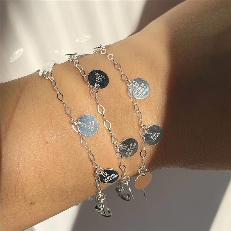 PULSEIRA PRATA 925 PLAQUINHAS DEZ MANDAMENTOS