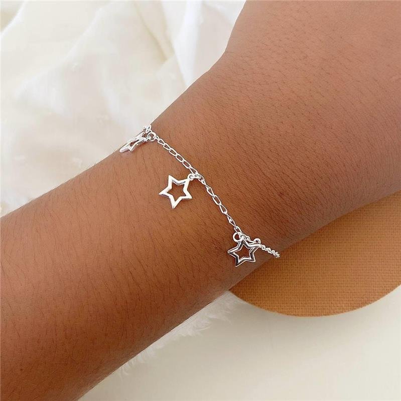 PULSEIRA PRATA 925 REGULÁVEL ESTRELAS