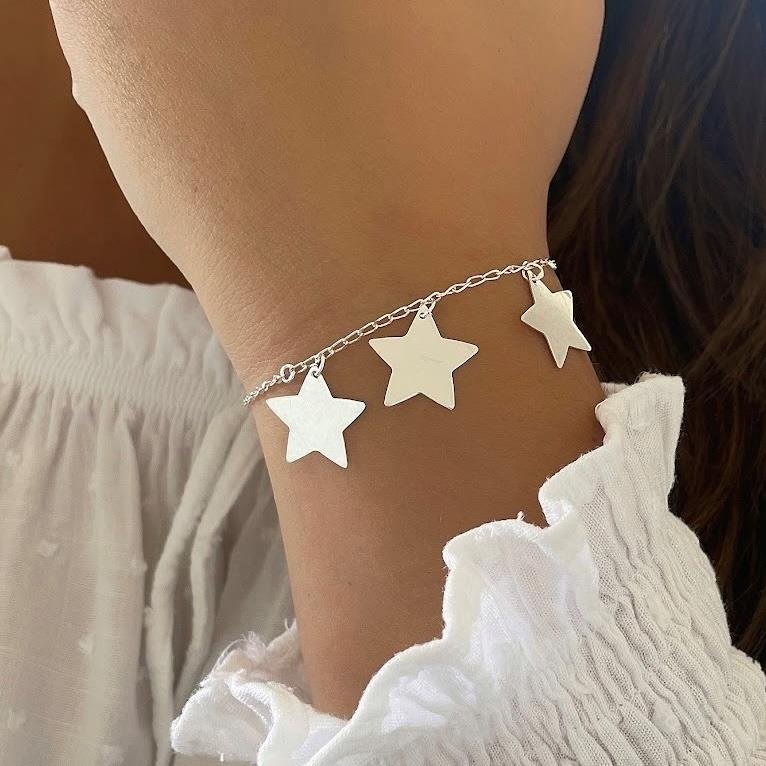 PULSEIRA PRATA 925 REGULÁVEL ESTRELAS