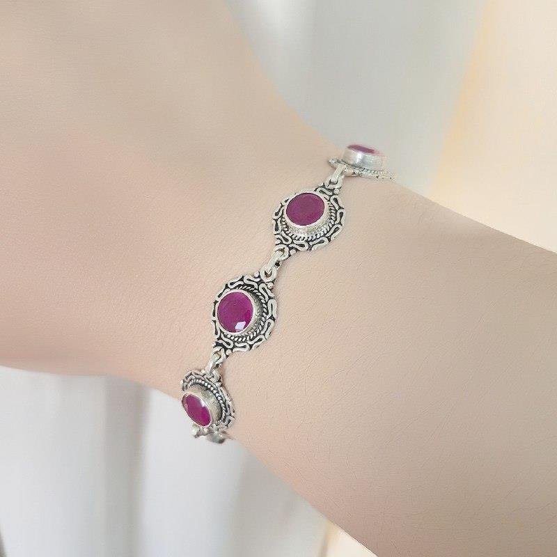 PULSEIRA PRATA 925 REGULÁVEL RUBI