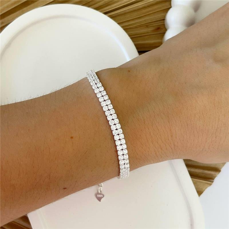 PULSEIRA PRATA 925 RIVIEIRA DUPLA ZIRCÔNIAS
