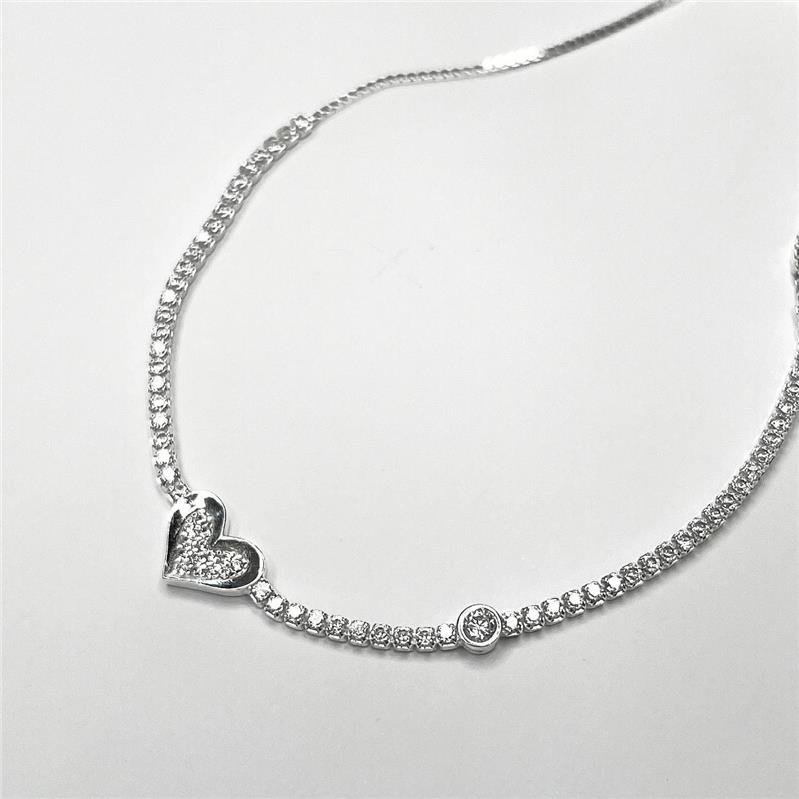 PULSEIRA PRATA 925 RIVIERA CORAÇÃO E PONTO LUZ