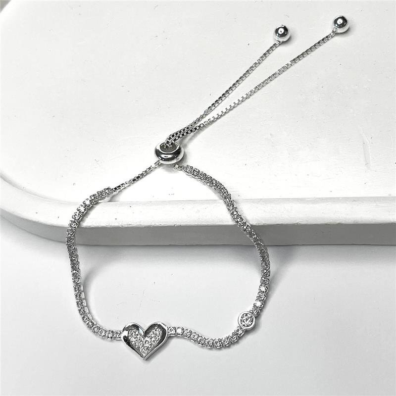 PULSEIRA PRATA 925 RIVIERA CORAÇÃO E PONTO LUZ