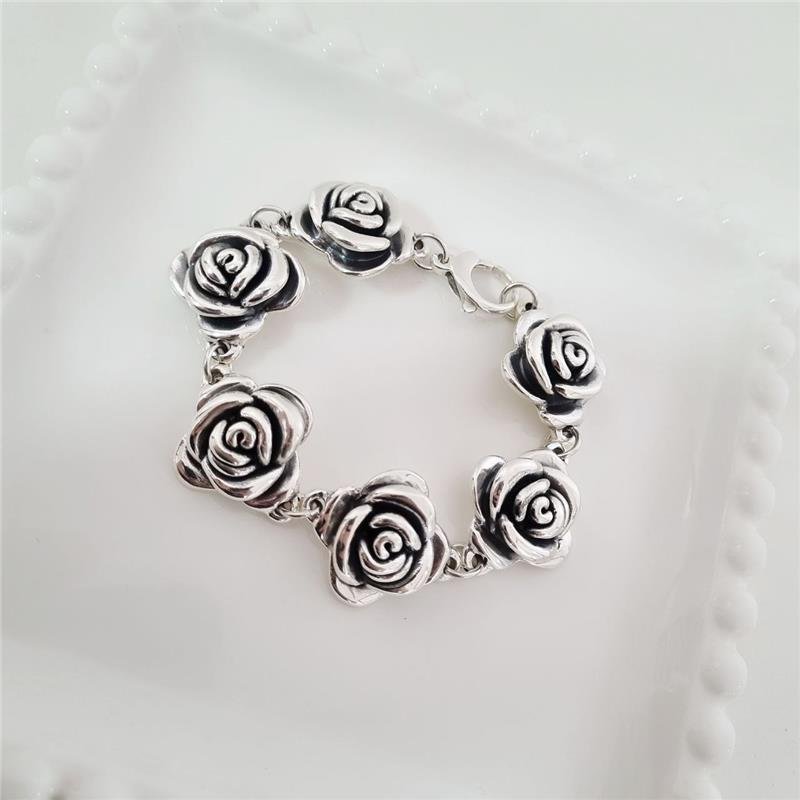 PULSEIRA PRATA 925 ROSAS GRANDES