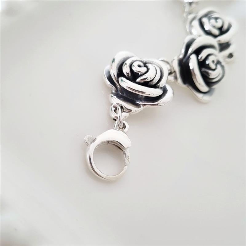 PULSEIRA PRATA 925 ROSAS GRANDES