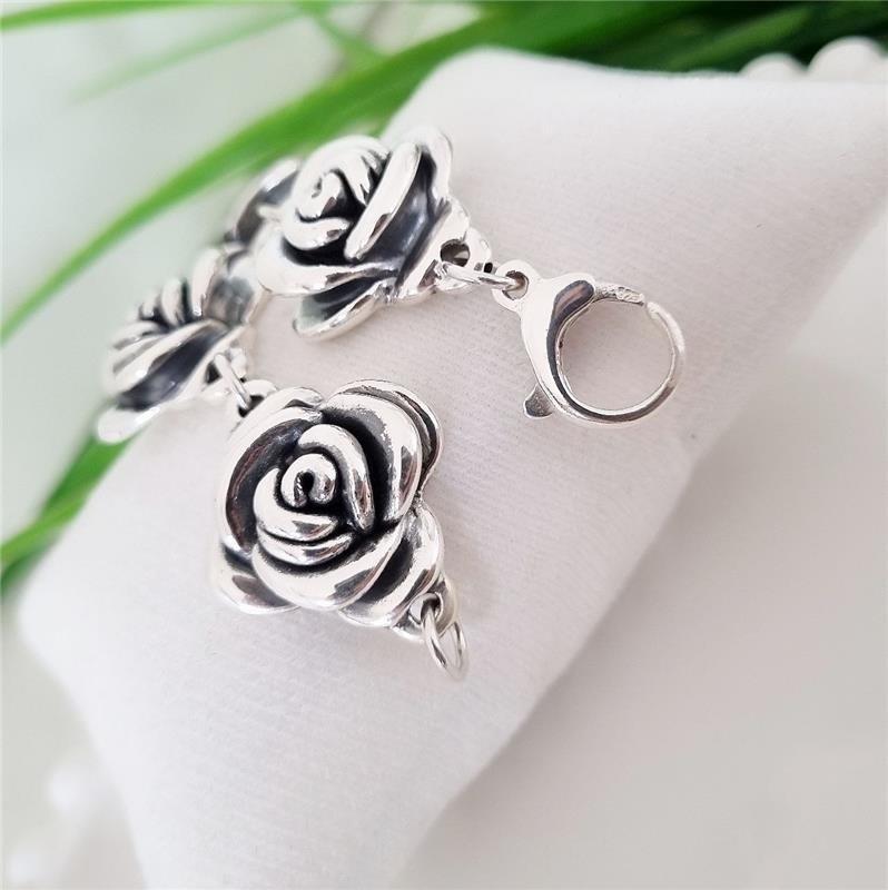 PULSEIRA PRATA 925 ROSAS GRANDES
