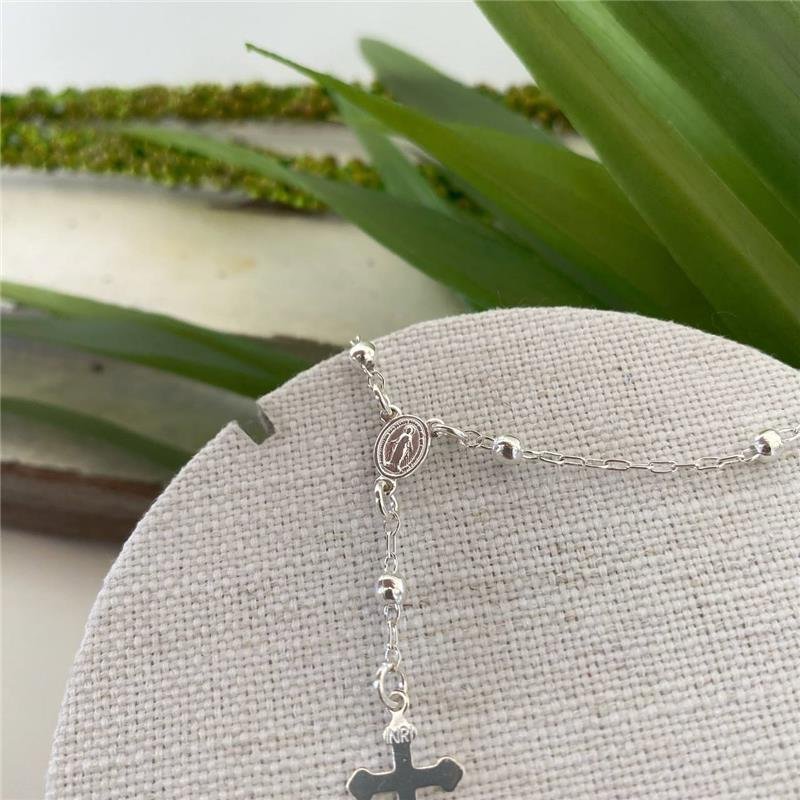 PULSEIRA PRATA 925 TERÇO COM CRUZ