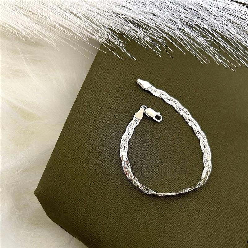 PULSEIRA PRATA 925 TRANÇADA 3 FIOS 