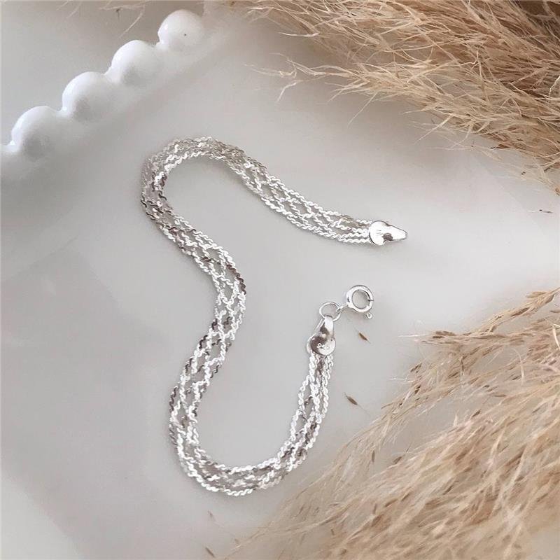 PULSEIRA PRATA 925 TRANÇADO CINCO FIOS