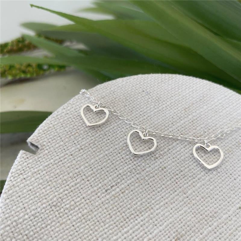 PULSEIRA PRATA 925 TRÊS CORAÇÕES