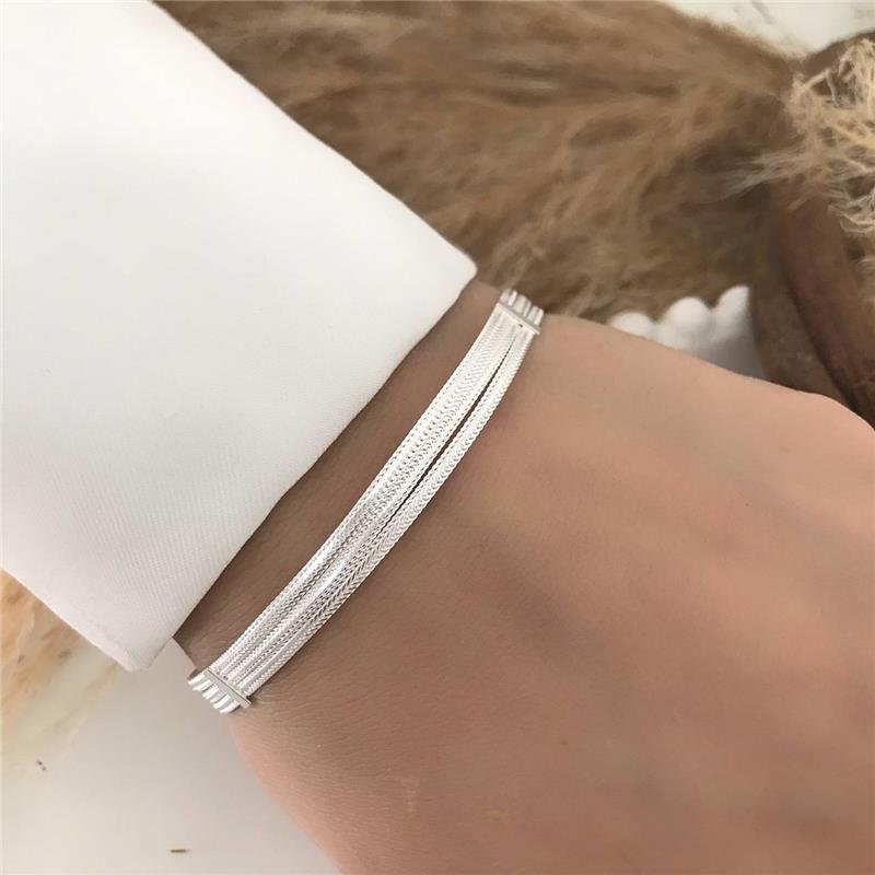 PULSEIRA PRATA 925 TRÊS FIOS LAMINADA