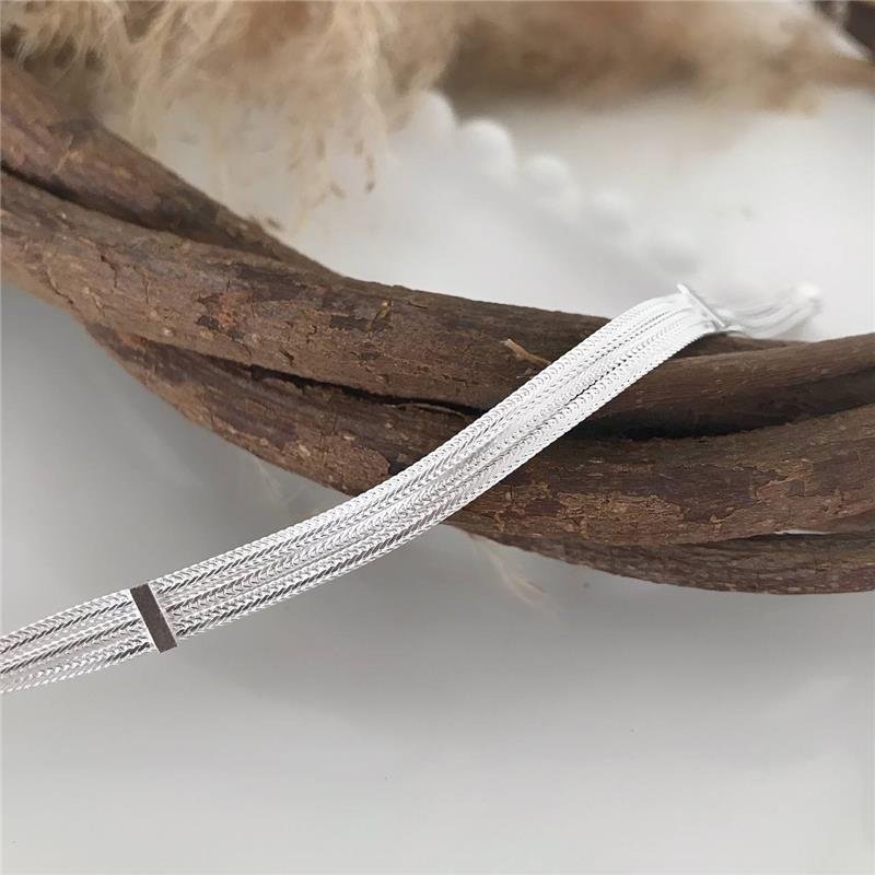 PULSEIRA PRATA 925 TRÊS FIOS LAMINADA