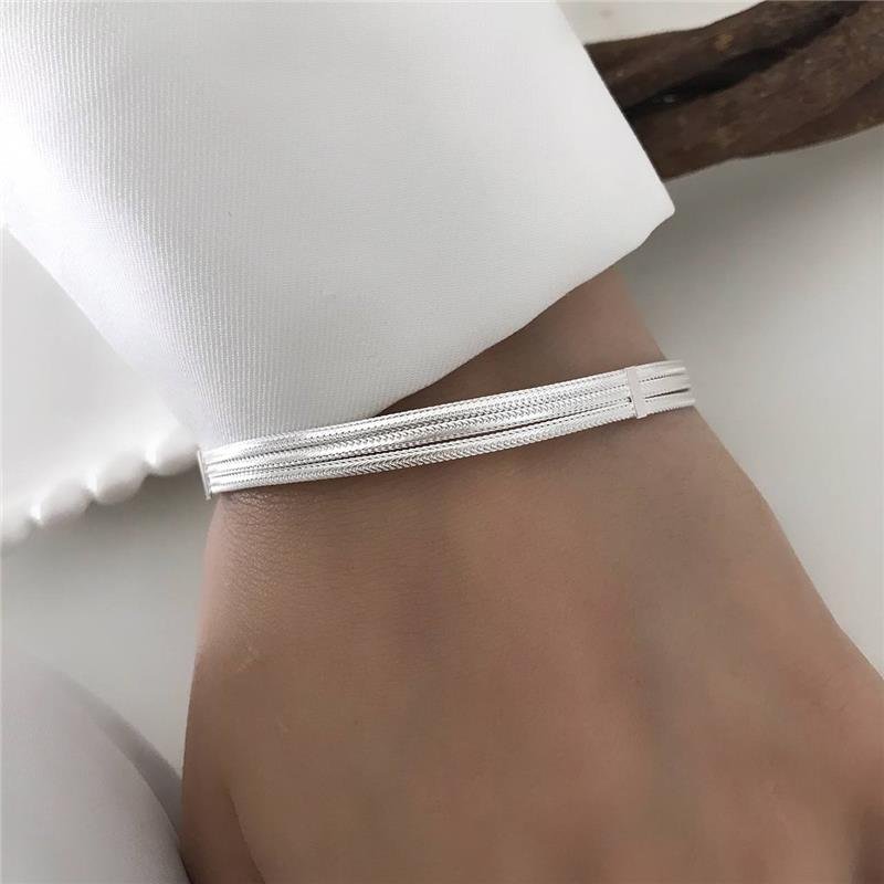 PULSEIRA PRATA 925 TRÊS FIOS LAMINADA