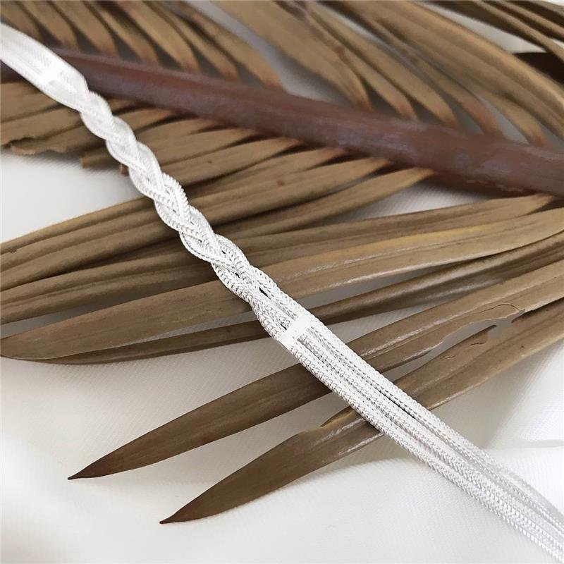 PULSEIRA PRATA 925 TRÊS FIOS LAMINADA TRANÇA