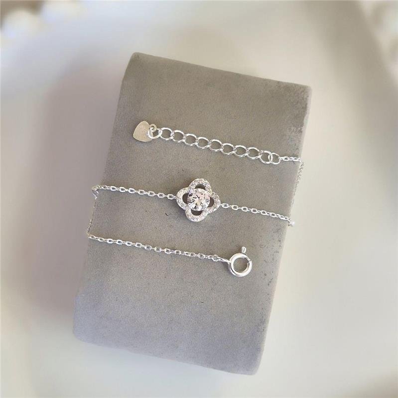 PULSEIRA PRATA 925 TREVO PONTO LUZ ZIRCÔNIA