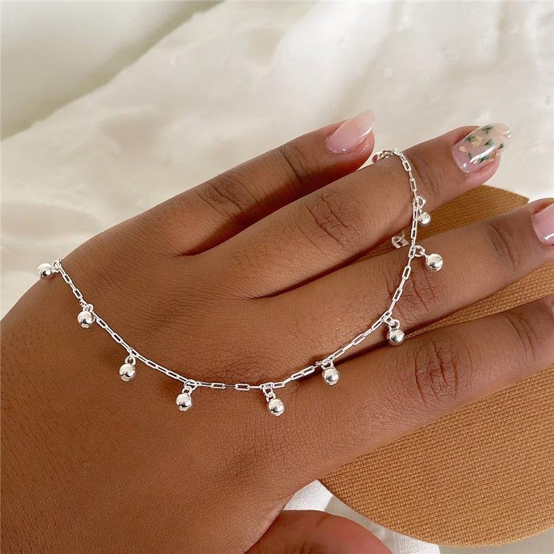 TORNOZELEIRA PRATA 925 BOLINHAS PENDURADAS
