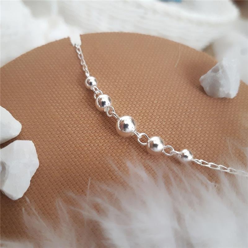 TORNOZELEIRA PRATA 925 COM BOLINHAS