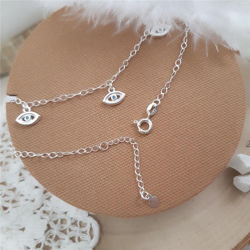 TORNOZELEIRA PRATA 925 COM OLHO GREGO PENDURADO