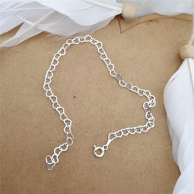 TORNOZELEIRA PRATA 925 ELOS CORAÇÃO