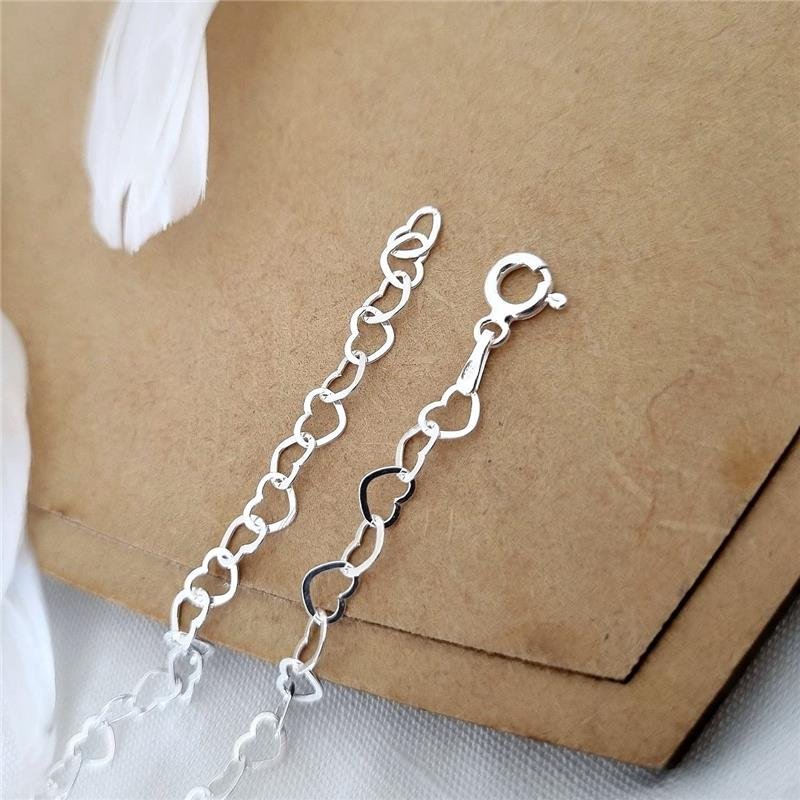 TORNOZELEIRA PRATA 925 ELOS CORAÇÃO