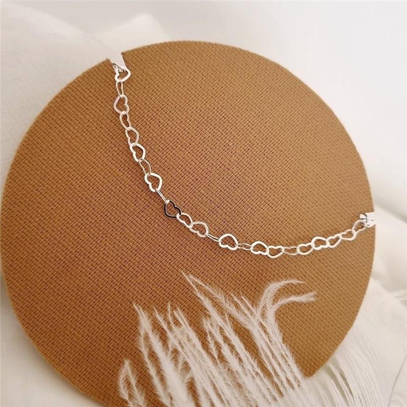 TORNOZELEIRA PRATA 925 ELOS CORAÇÃO