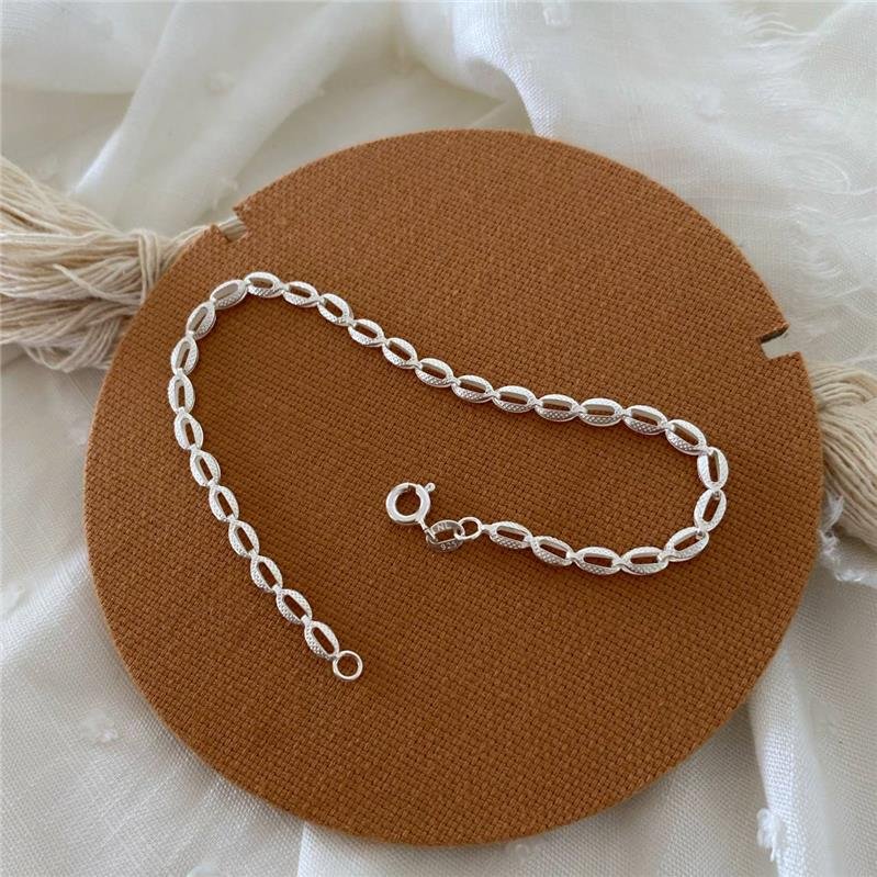 TORNOZELEIRA PRATA 925 ELOS OVAL DUPLO VAZADO