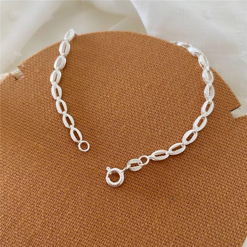 TORNOZELEIRA PRATA 925 ELOS OVAL DUPLO VAZADO