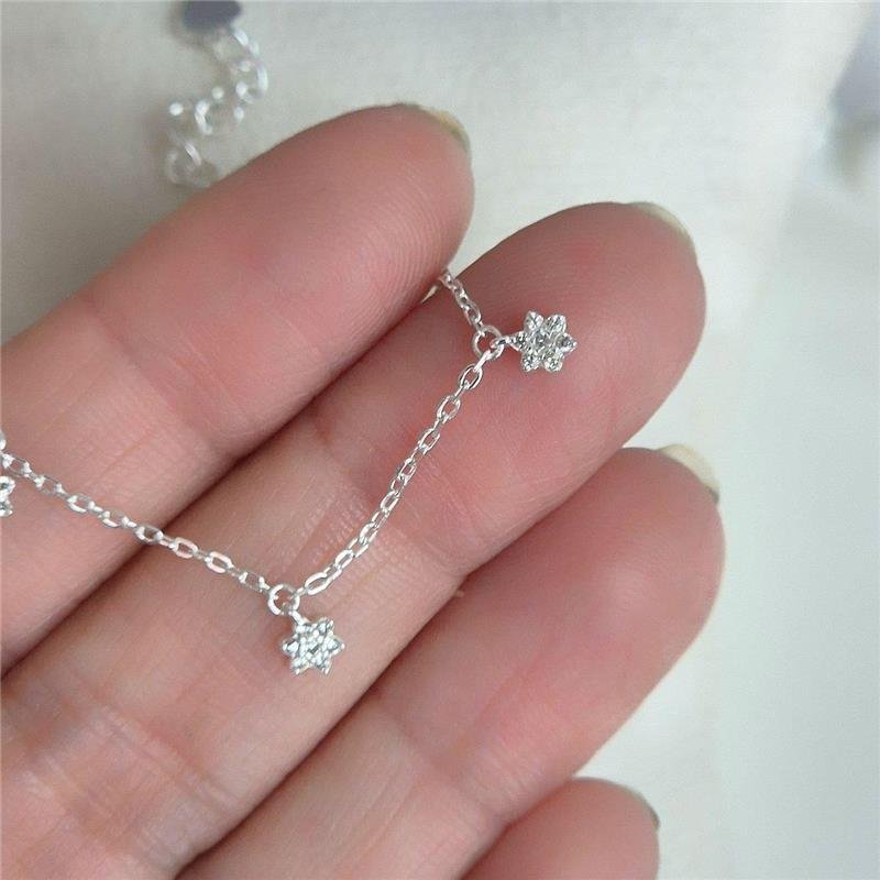 TORNOZELEIRA PRATA 925 FLORES ZIRCÔNIA