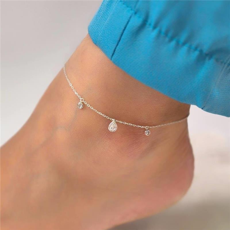 TORNOZELEIRA PRATA 925 GOTA ZIRCÔNIA
