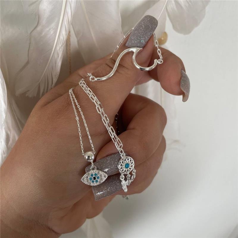 TORNOZELEIRA PRATA 925 OLHO GREGO CRAVEJADO