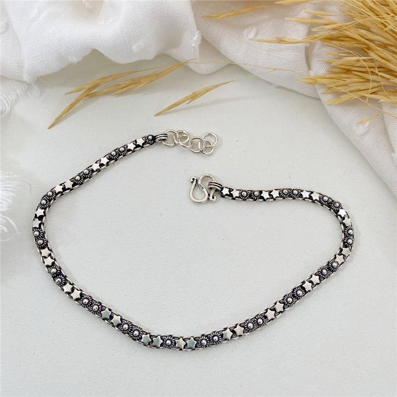 TORNOZELEIRA PRATA 925 PIKUN ESTRELAS