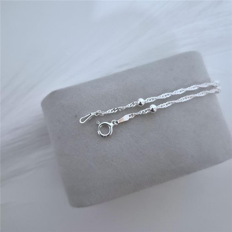 TORNOZELEIRA PRATA 925 TORCIDINHA COM BOLINHAS