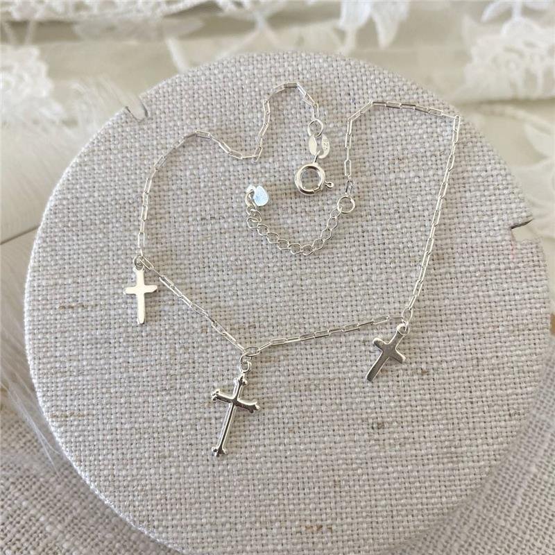 TORNOZELEIRA PRATA 925 TRÊS CRUZES