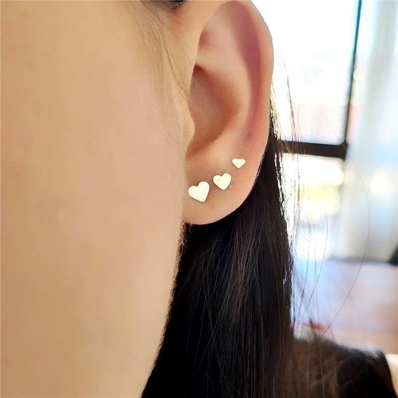 TRIO BRINCO PRATA 925 CORAÇÕES LISOS