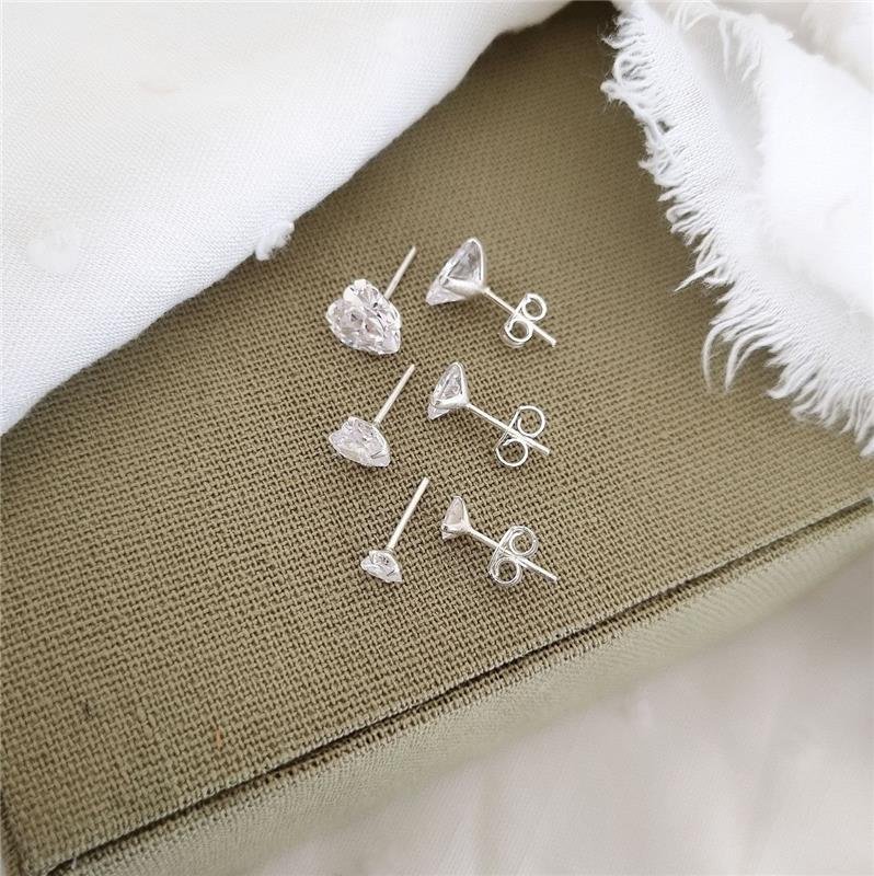 TRIO BRINCO PRATA 925 PONTO LUZ CORAÇÃO