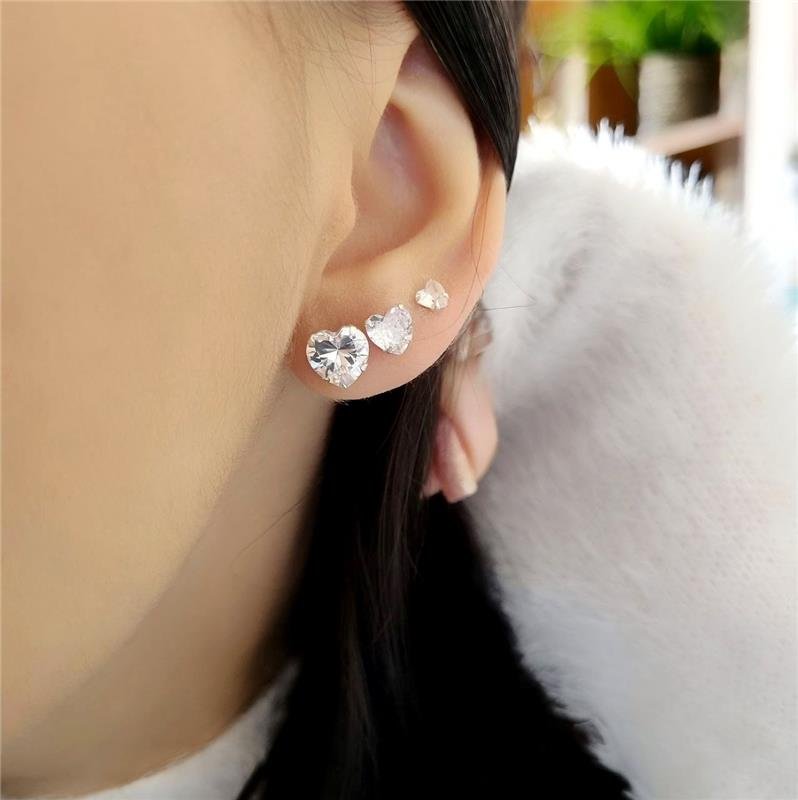 TRIO BRINCO PRATA 925 PONTO LUZ CORAÇÃO