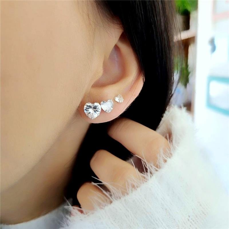 TRIO BRINCO PRATA 925 PONTO LUZ CORAÇÃO