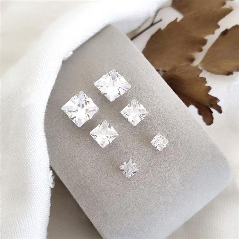 TRIO BRINCO PRATA 925 PONTO LUZ QUADRADO