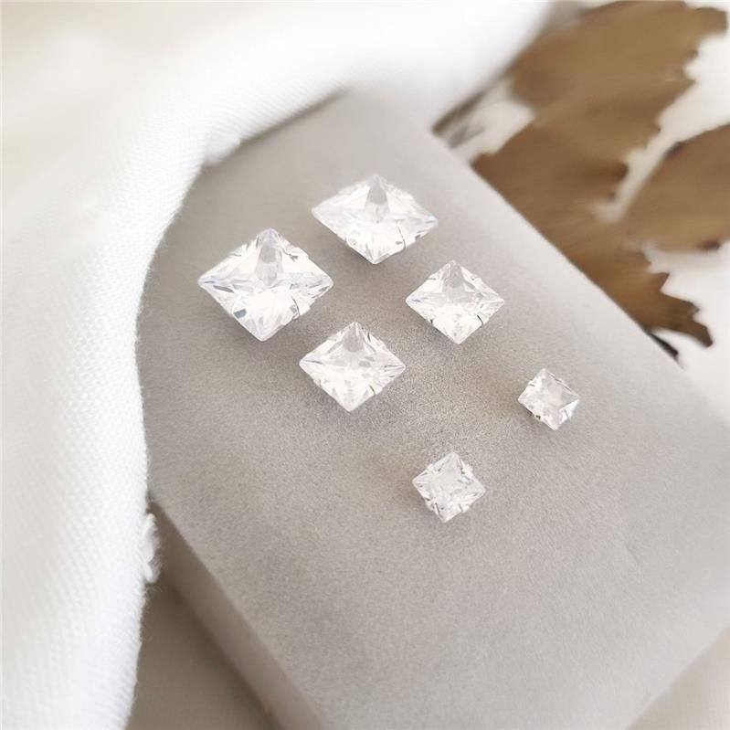 TRIO BRINCO PRATA 925 PONTO LUZ QUADRADO