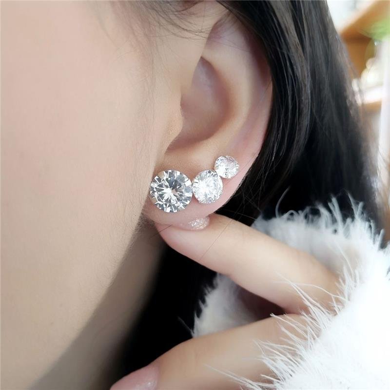 TRIO BRINCO PRATA 925 PONTO LUZ REDONDO 10-8-6 MM