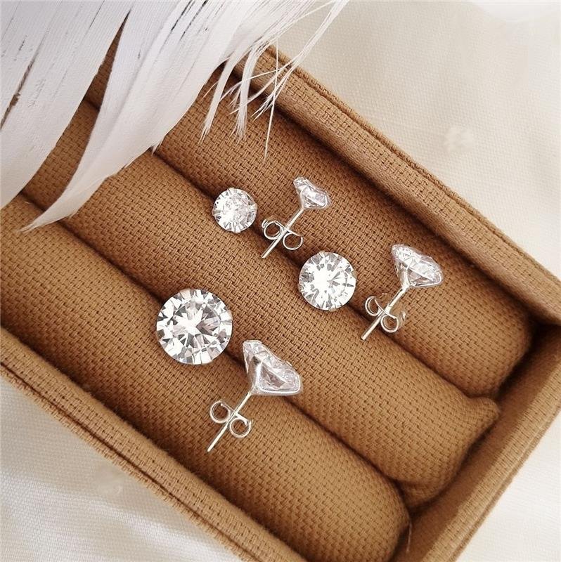 TRIO BRINCO PRATA 925 PONTO LUZ REDONDO 10-8-6 MM