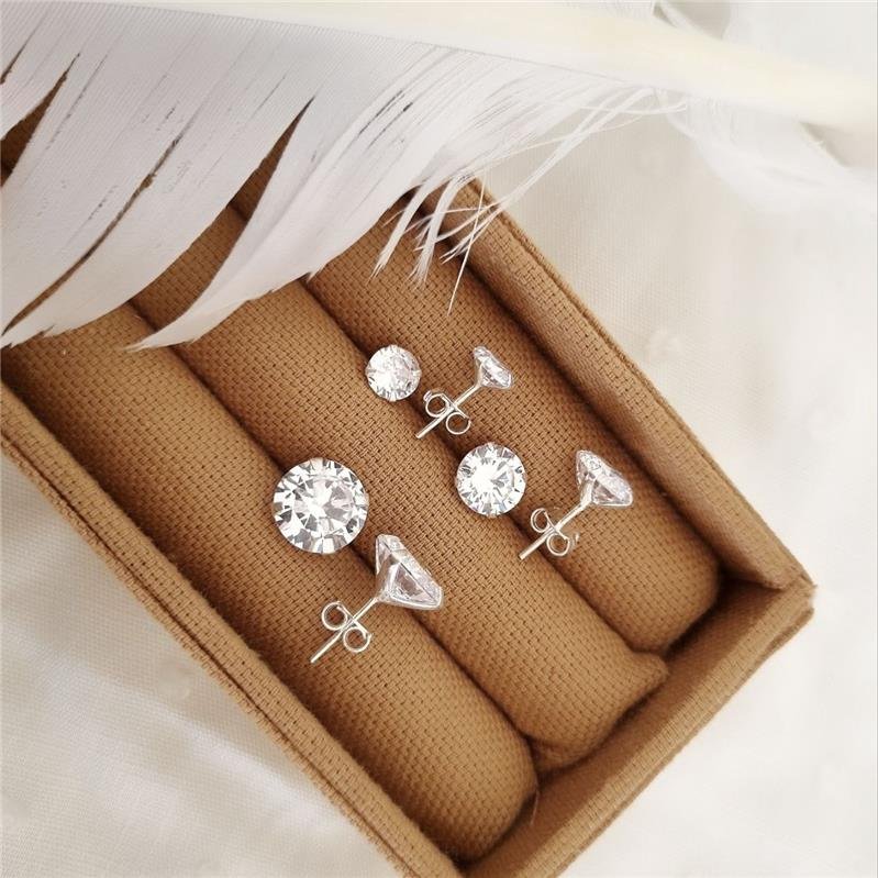 TRIO BRINCO PRATA 925 PONTO LUZ REDONDO 10-8-6 MM