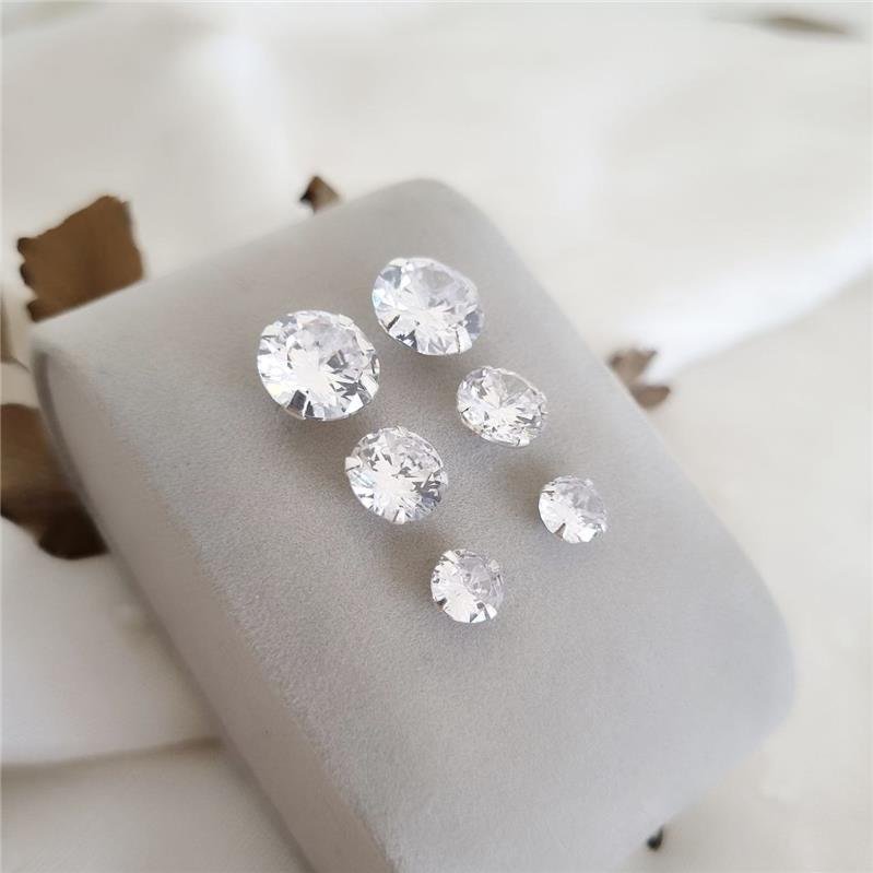 TRIO BRINCO PRATA 925 PONTO LUZ REDONDO 10-8-6 MM