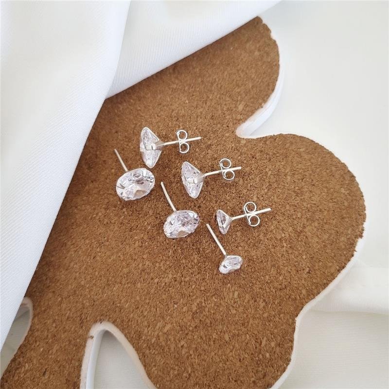 TRIO BRINCO PRATA 925 PONTO LUZ REDONDO 10-9-6 MM